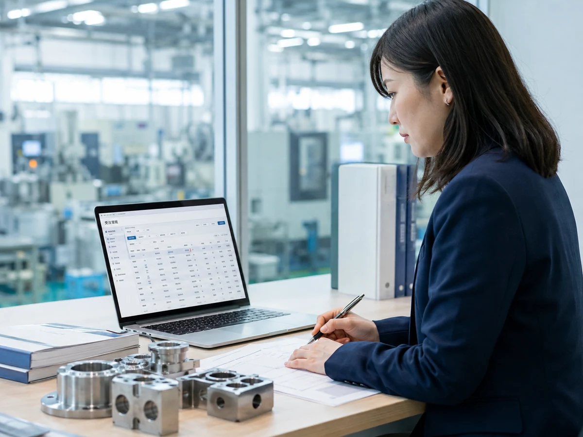 製造業の事務担当者が見積資料を整理する業務イメージ
