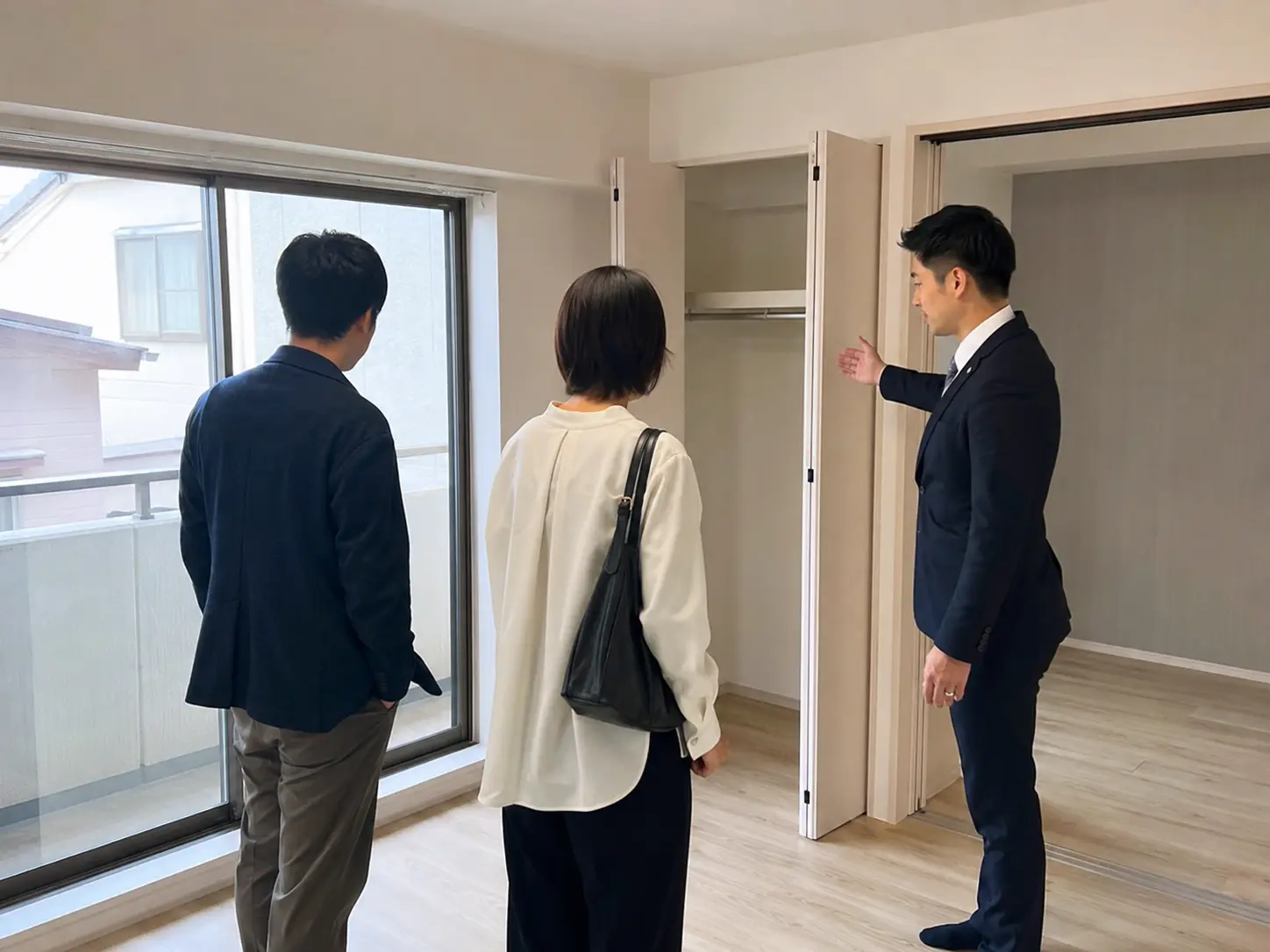 賃貸マンションの空室を入居希望者に案内する担当者