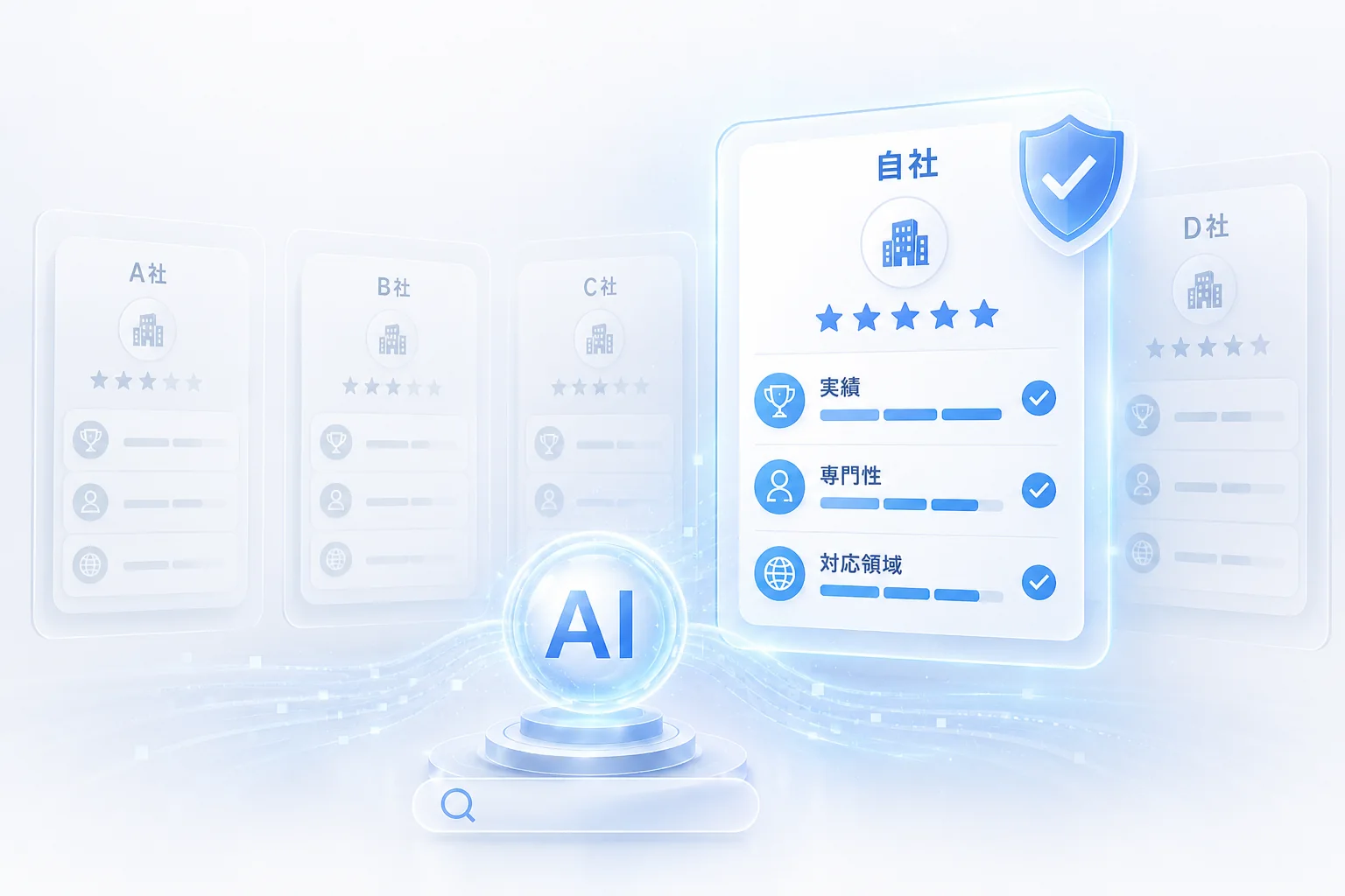 AI回答内で自社が競合より選ばれやすくなる比較イメージ